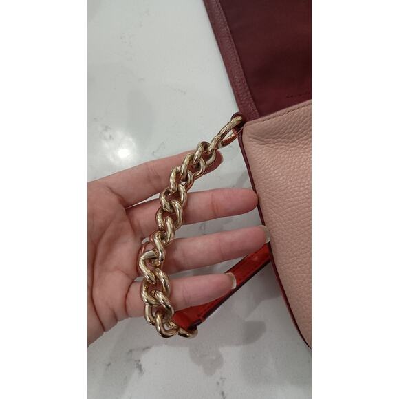 COACH Leather burgundy wine TurnKey flap Crossbody Golden chain strap 9.5x6.5in - Picture 8 of 12